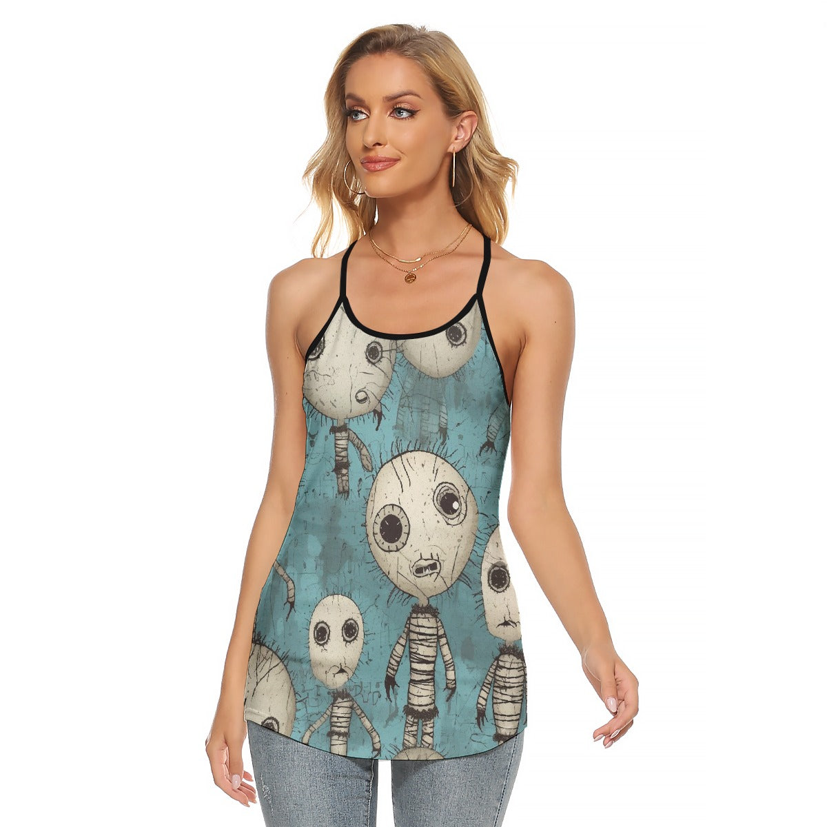 All-Over Print Women's Criss-Cross Open Back Tank Top