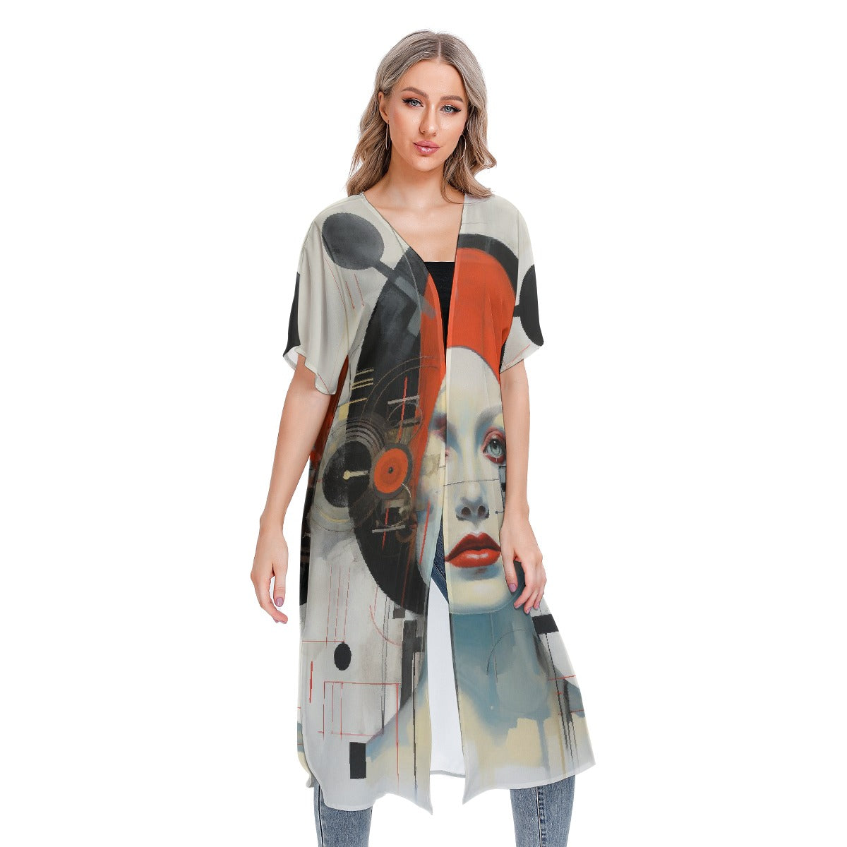 All-Over Print Women's Short Sleeve Cardigan