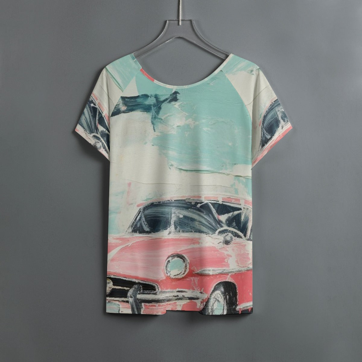 All-Over Print Women's Round Neck T-shirt With Raglan Sleeve