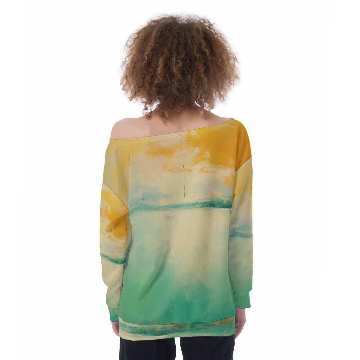All-Over Print Oversized Women's Off-Shoulder Sweatshirt