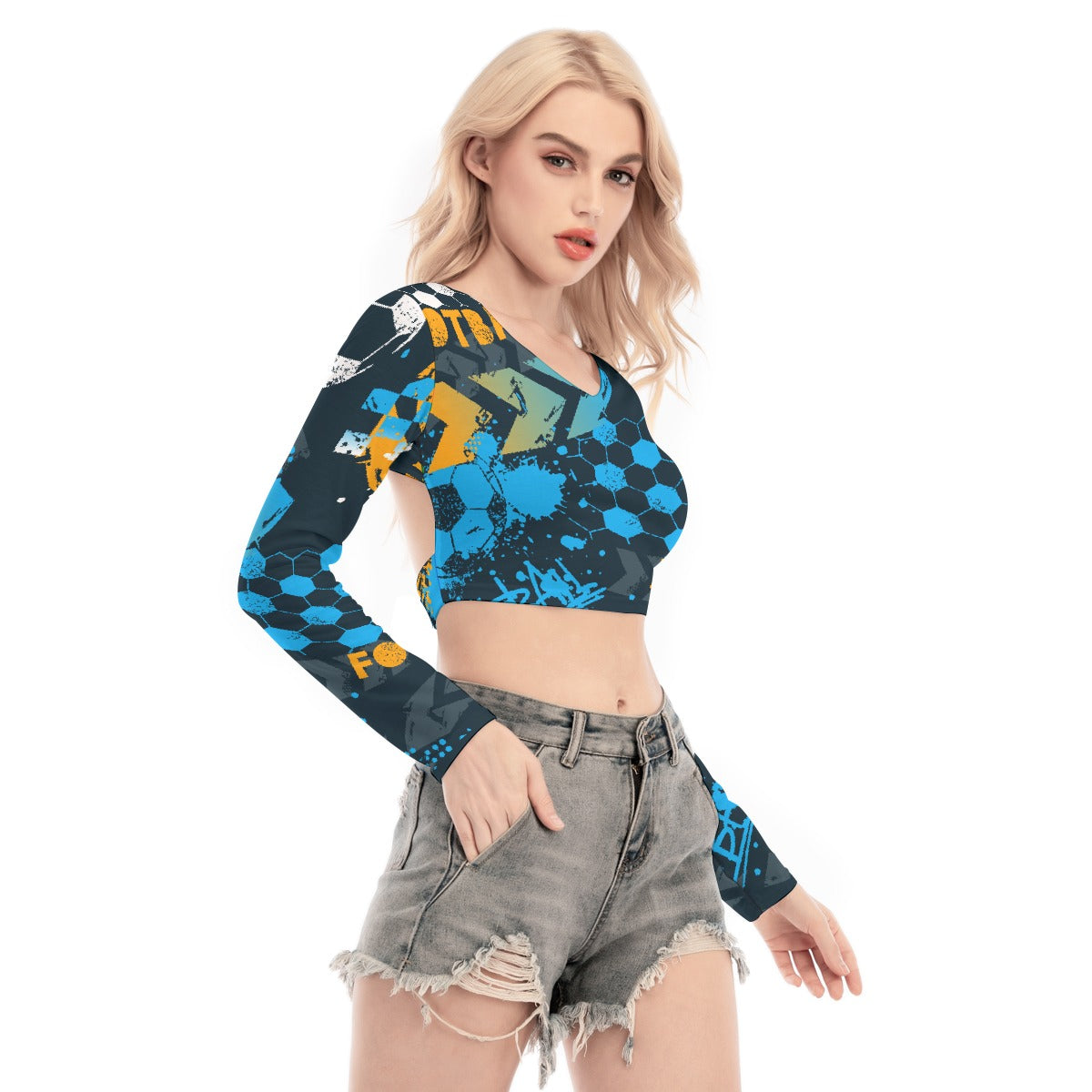 All-Over Print Women's Back Hollow T-shirt With Strap