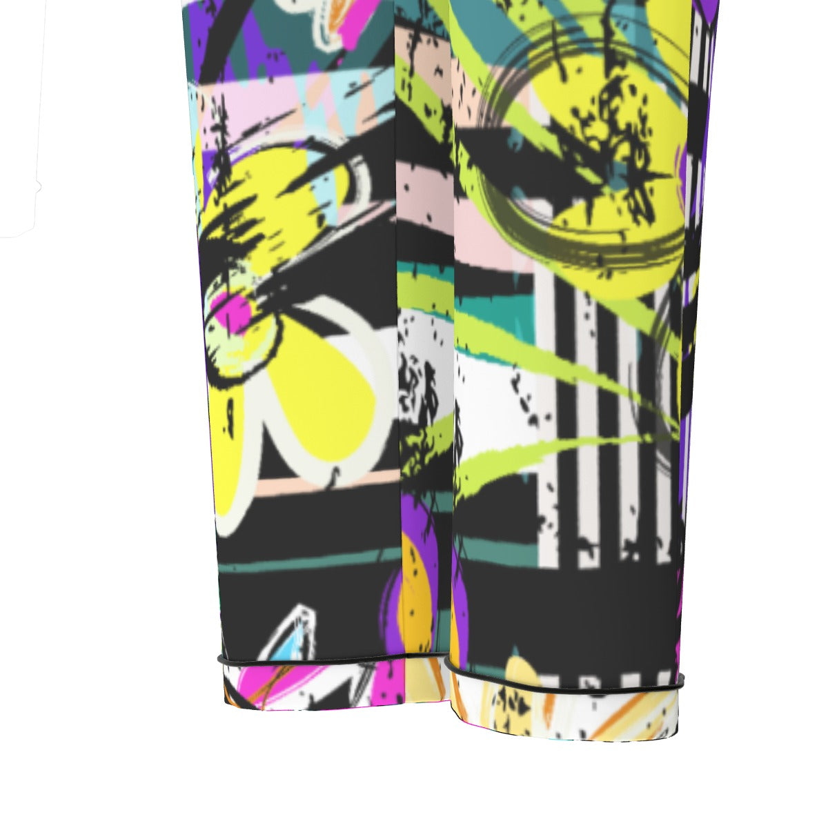 All-Over Print Women's Long Sleeve Pajama Set With Black Contrast Piping