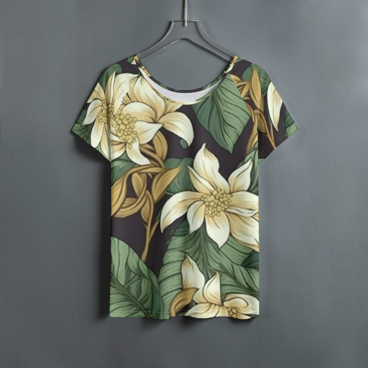 All-Over Print Women's Round Neck T-shirt With Raglan Sleeve