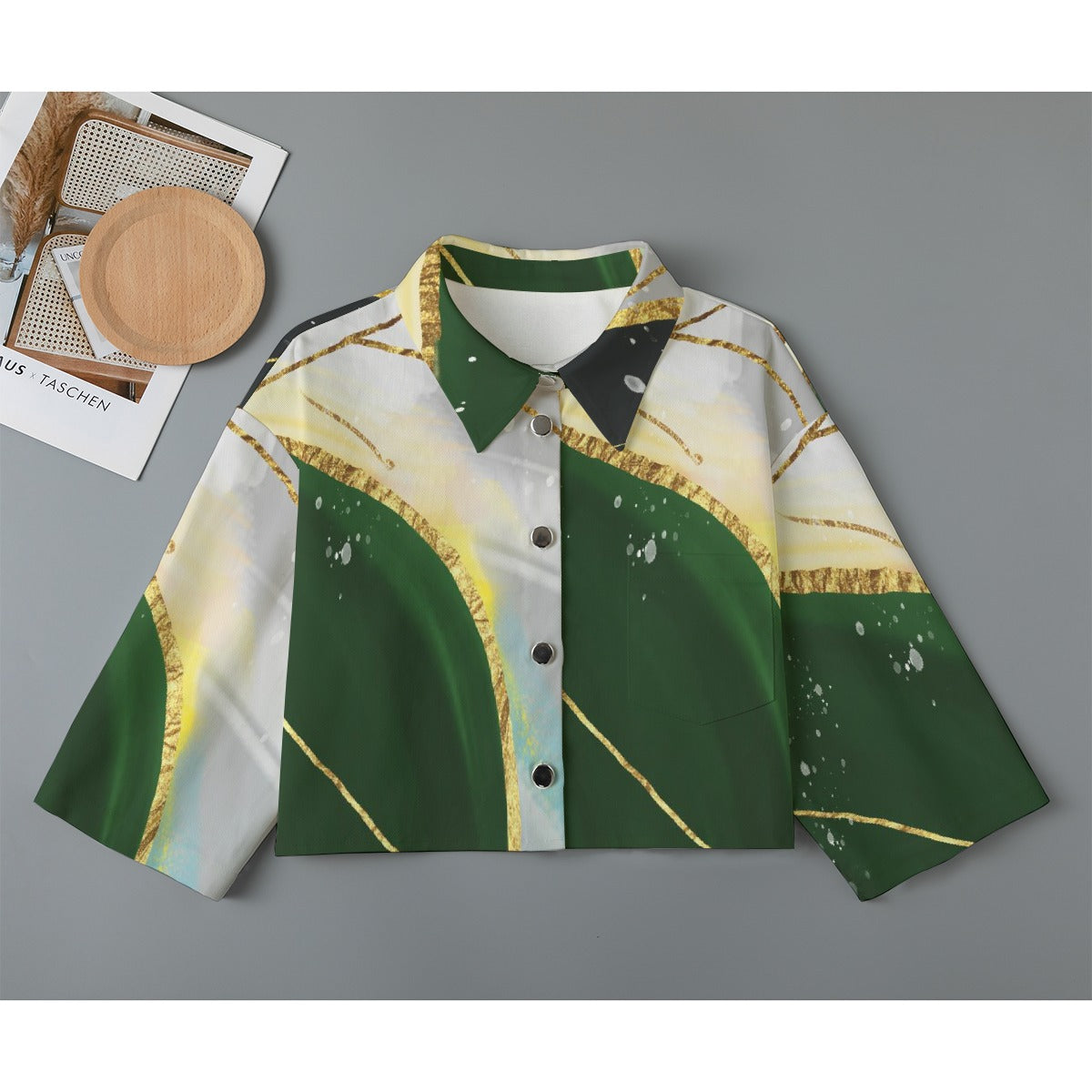 All-Over Print Women's Cropped Jacket | 245GSM Cotton