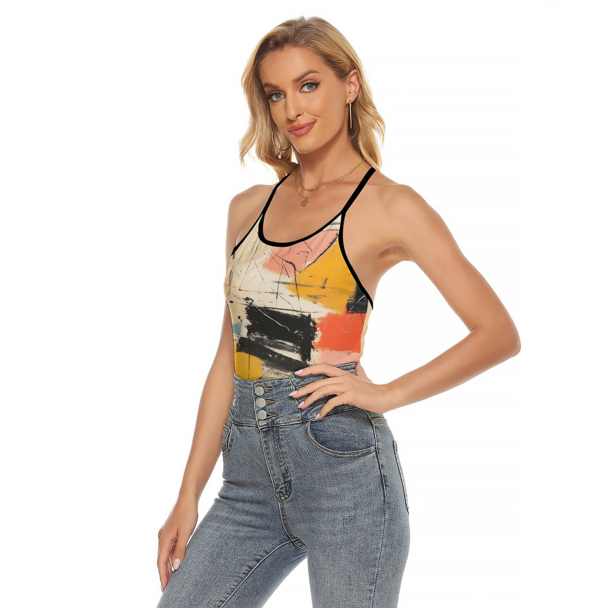 All-Over Print Women's Criss-Cross Open Back Tank Top