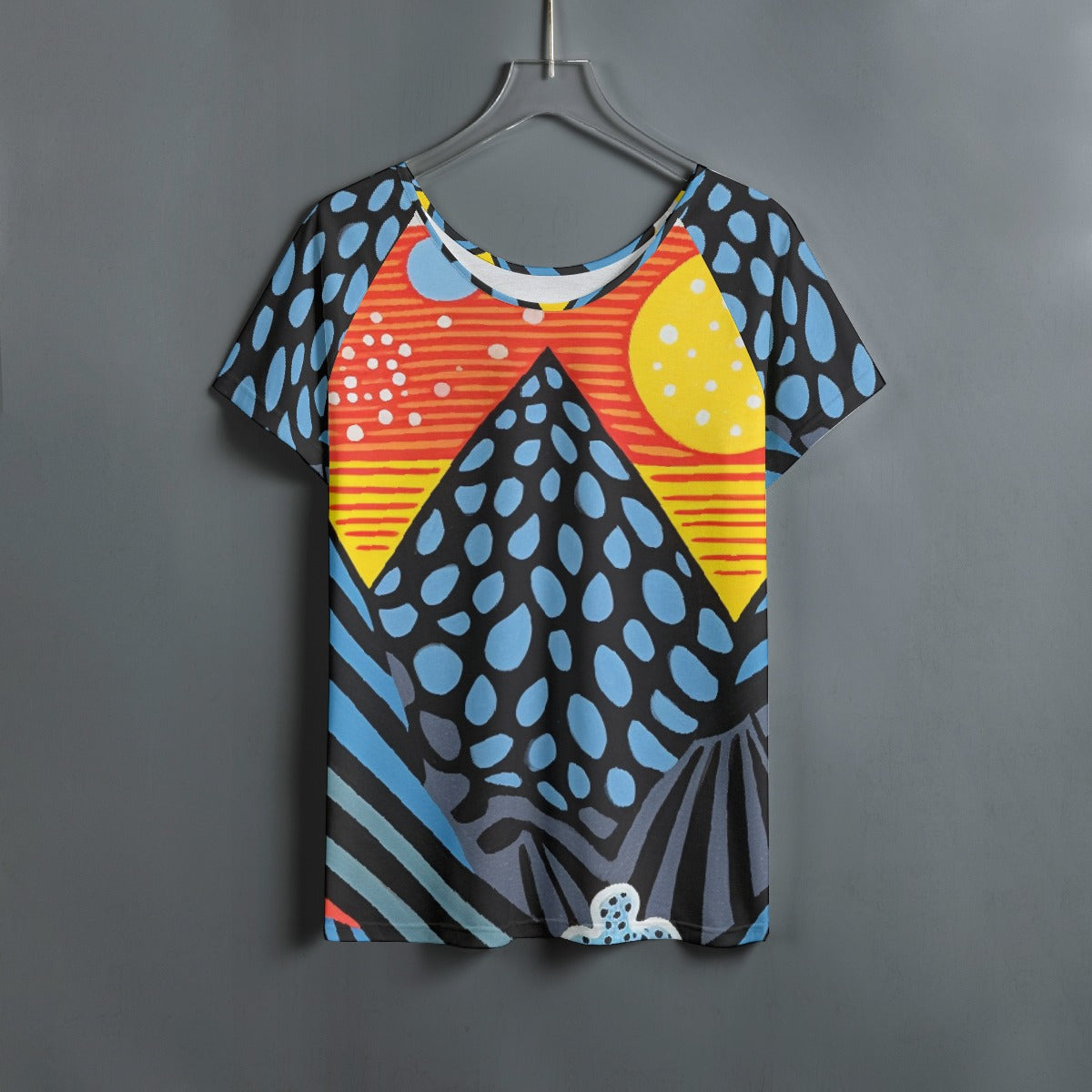 All-Over Print Women's Round Neck T-shirt With Raglan Sleeve