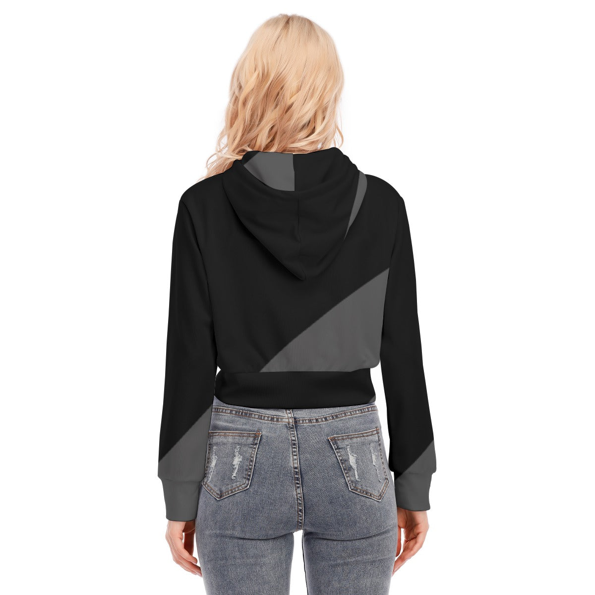All-Over Print Women's Crop Top Hoodie With Zipper Closure