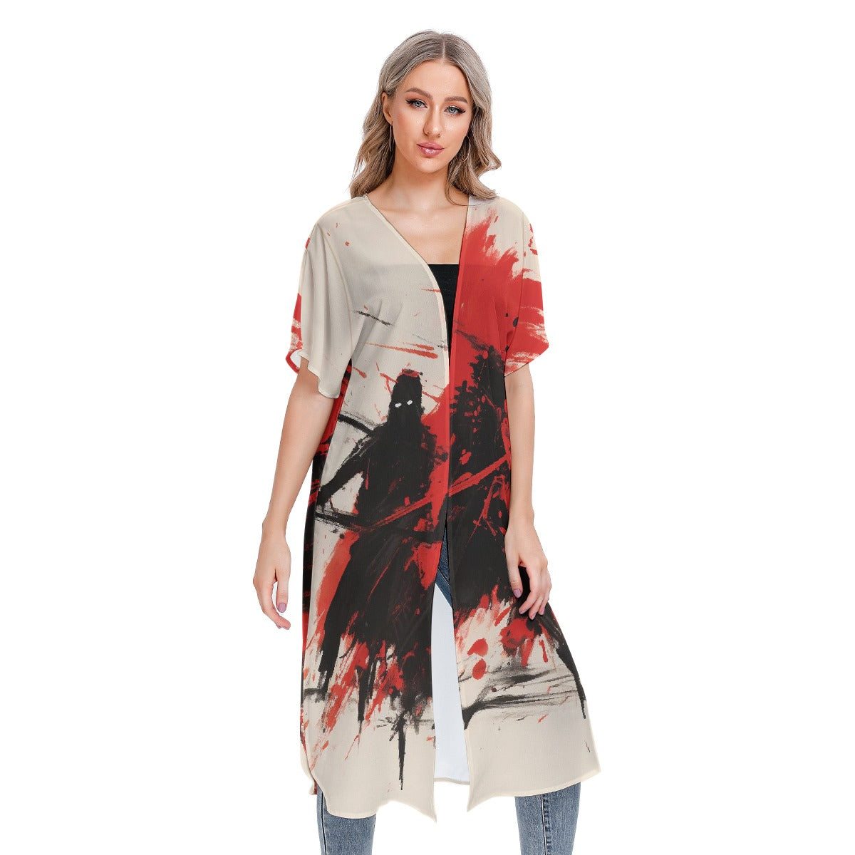 All-Over Print Women's Short Sleeve Cardigan