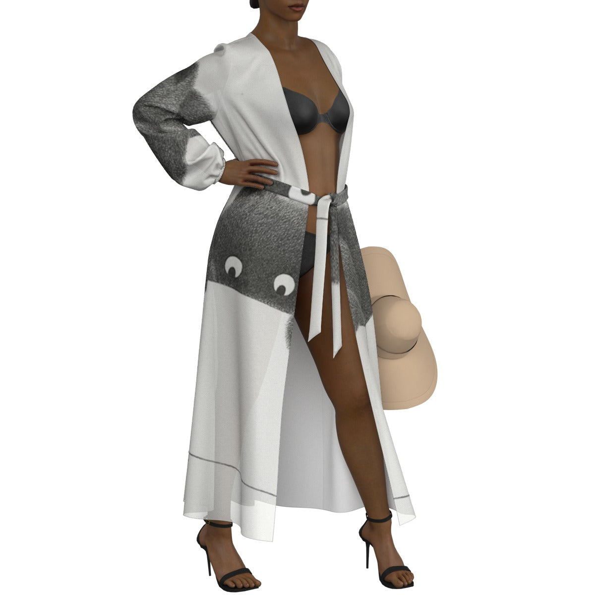 All-Over Print Women's Lace-up Chiffon Robe