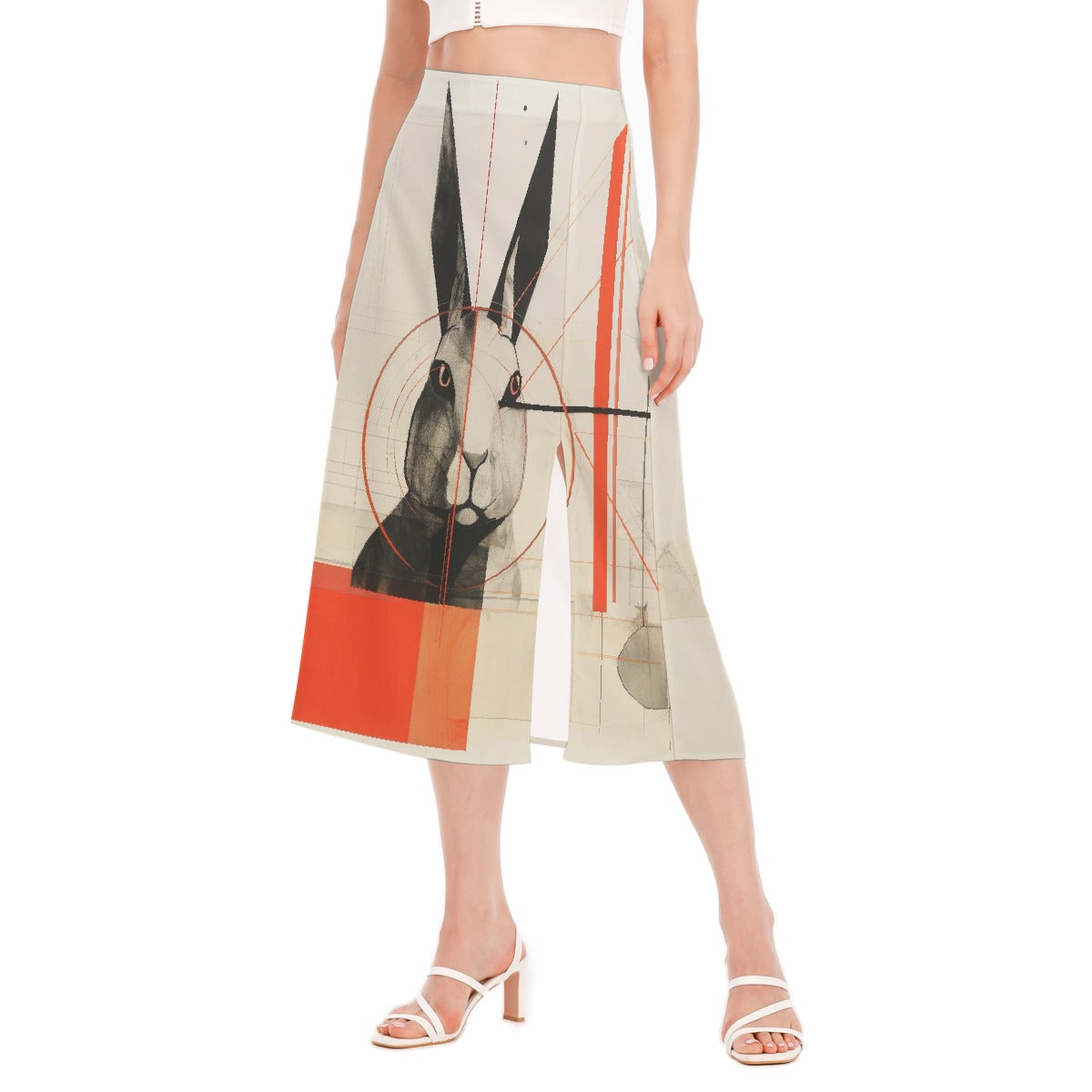 All-Over Print Women's High Slit Long Skirt
