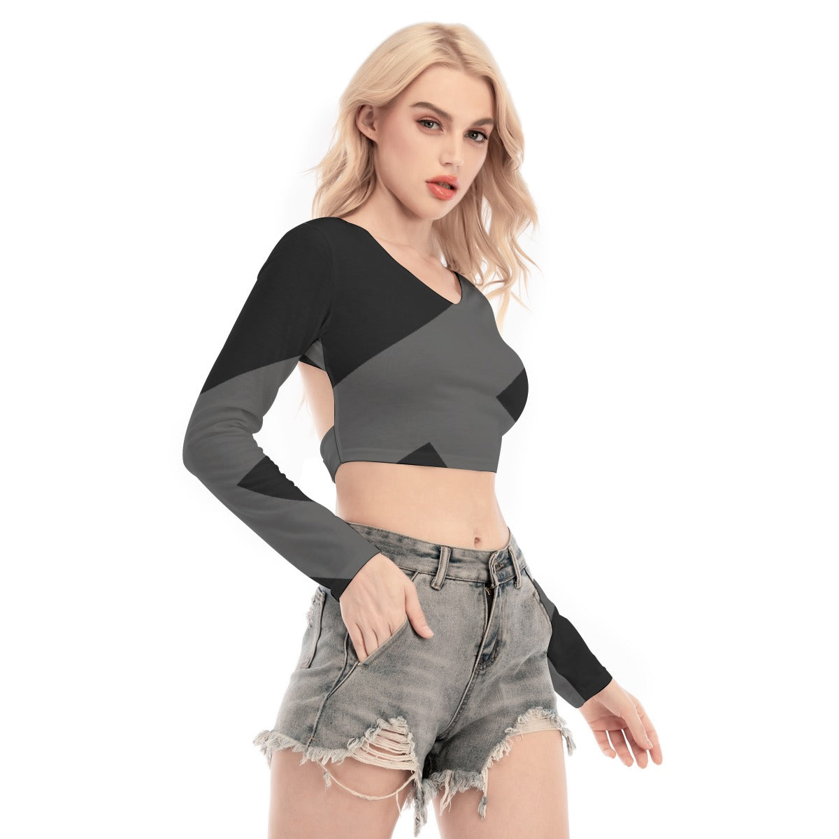 All-Over Print Women's Back Hollow T-shirt With Strap