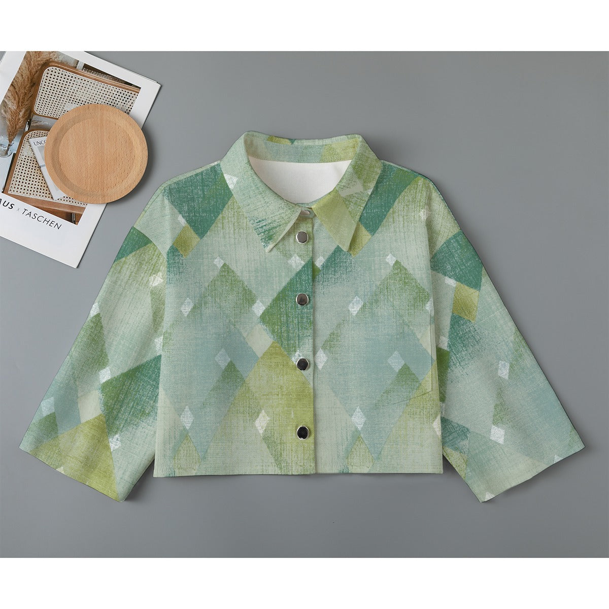All-Over Print Women's Cropped Jacket | 245GSM Cotton
