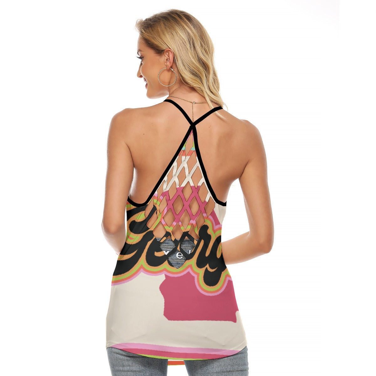 All-Over Print Women's Criss-Cross Open Back Tank Top