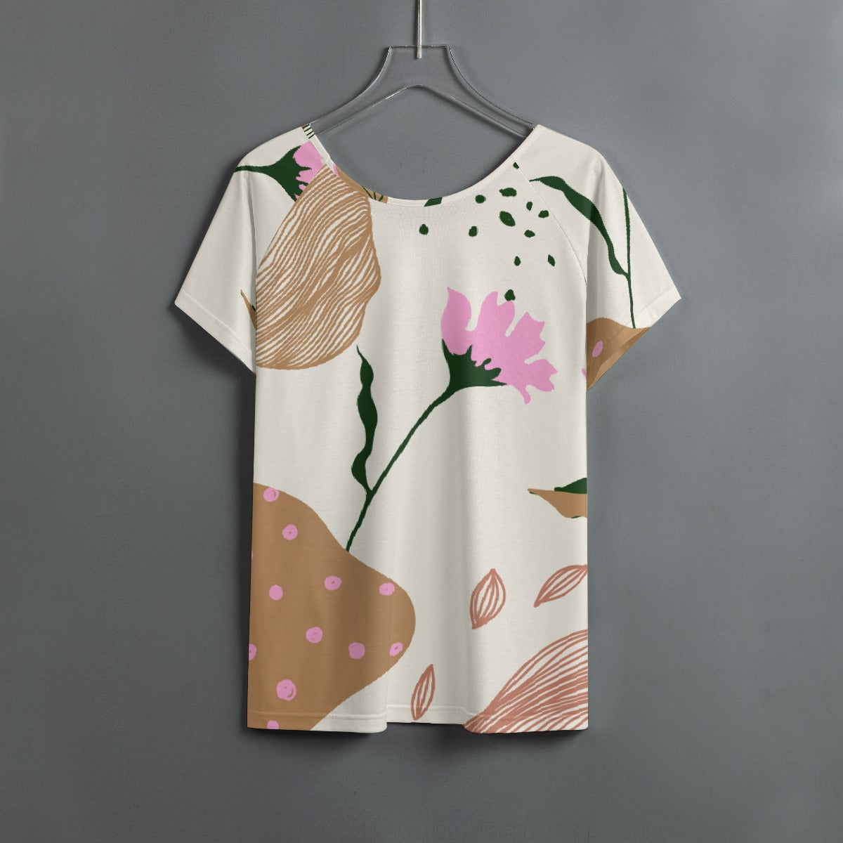 All-Over Print Women's Round Neck T-shirt With Raglan Sleeve
