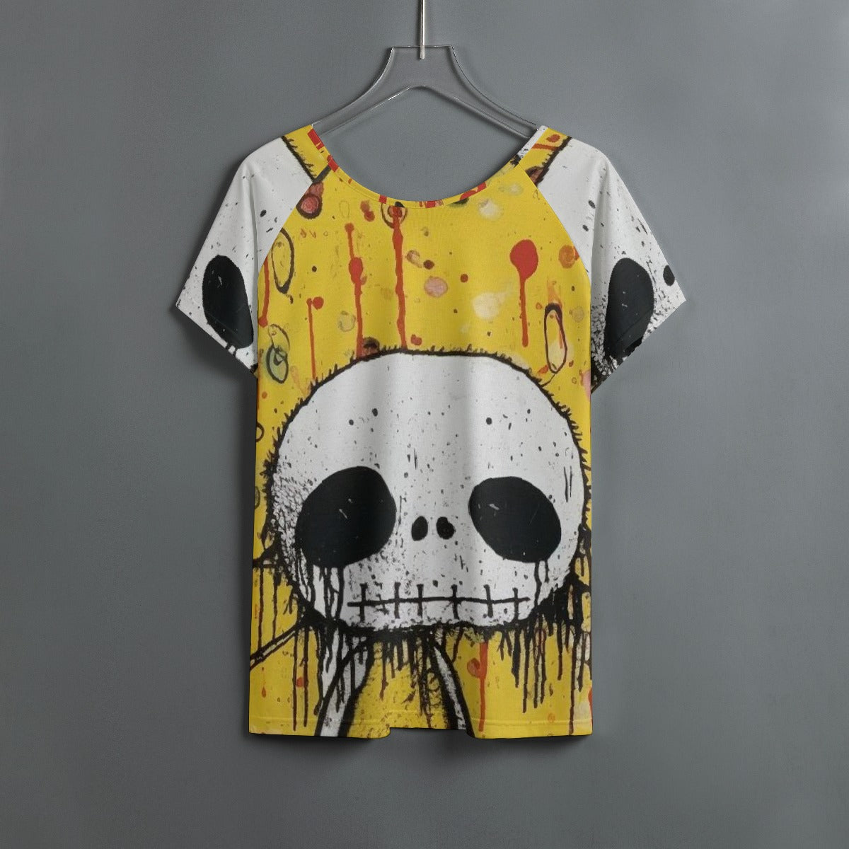 All-Over Print Women's Round Neck T-shirt With Raglan Sleeve