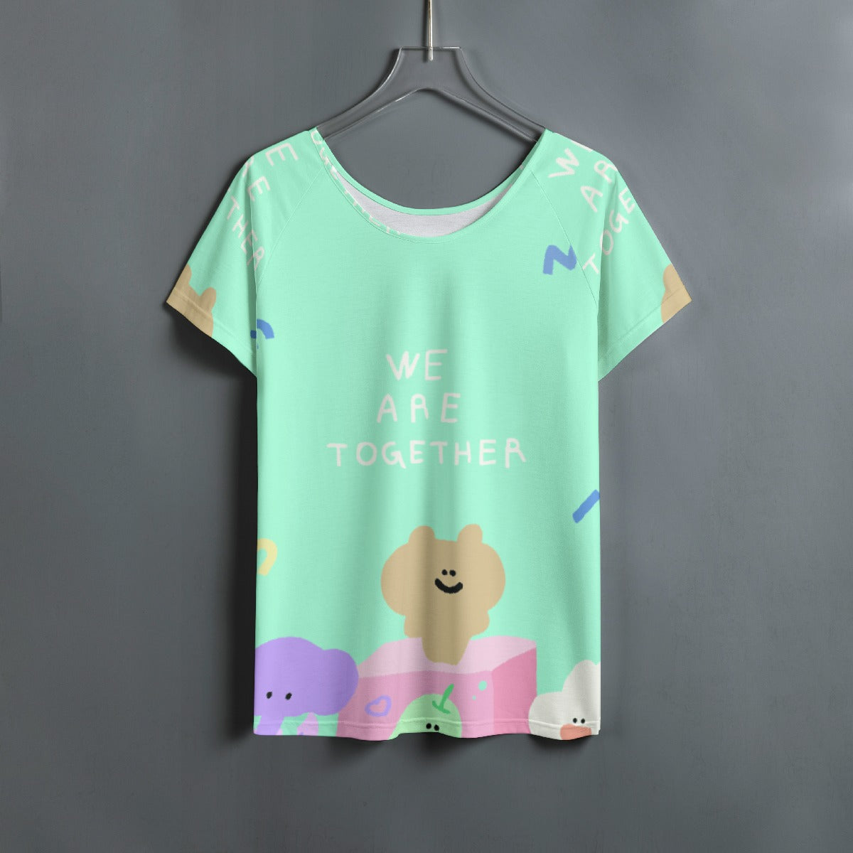 All-Over Print Women's Round Neck T-shirt With Raglan Sleeve