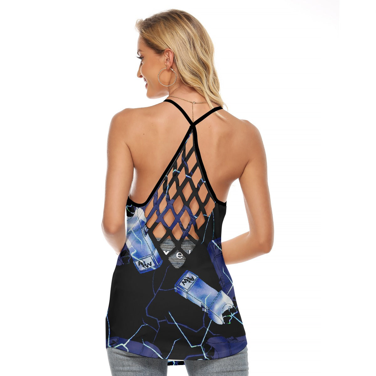 All-Over Print Women's Criss-Cross Open Back Tank Top