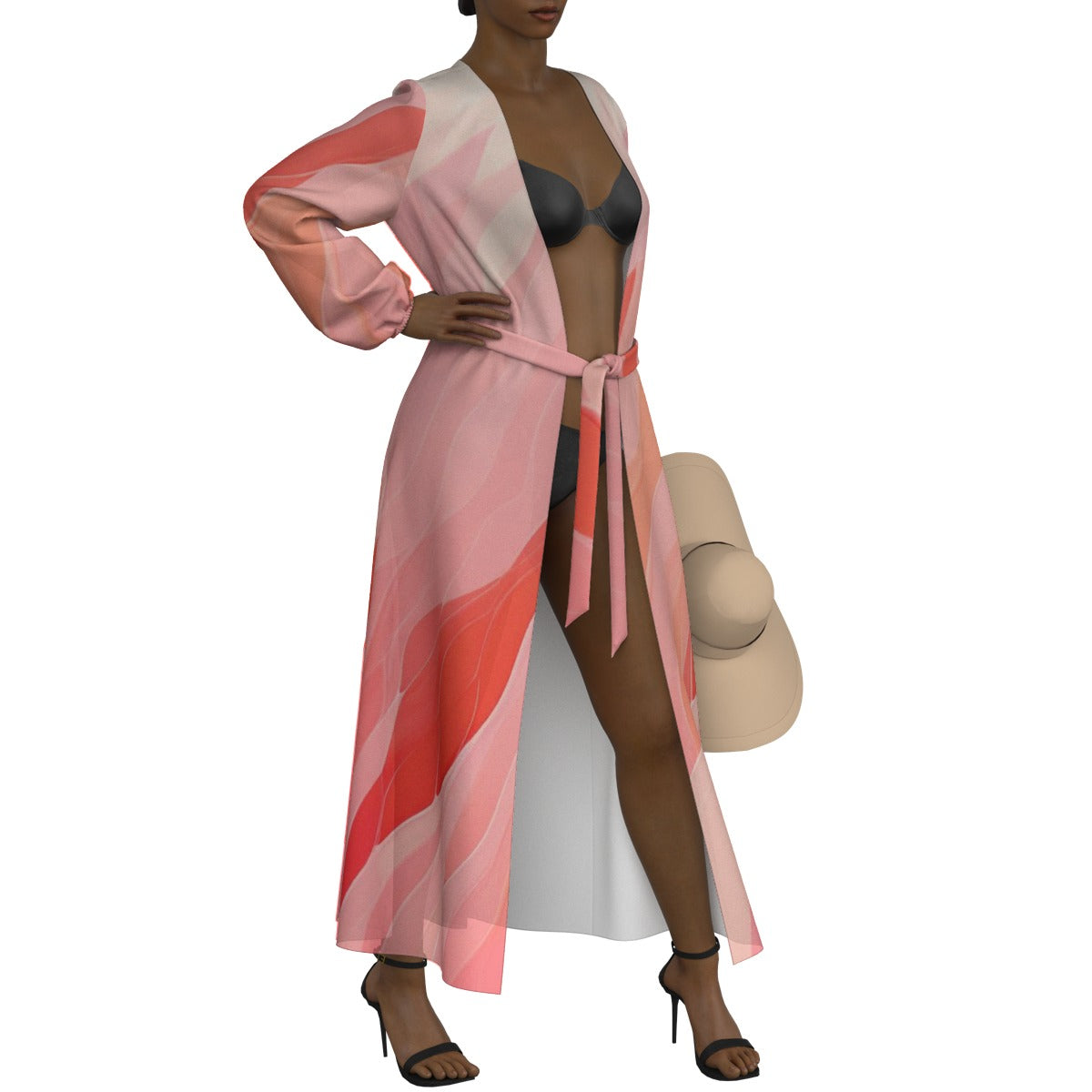 All-Over Print Women's Lace-up Chiffon Robe