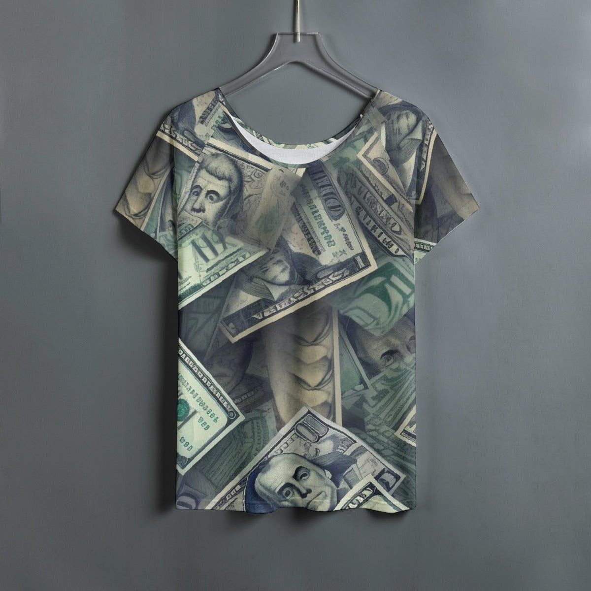 All-Over Print Women's Round Neck T-shirt With Raglan Sleeve