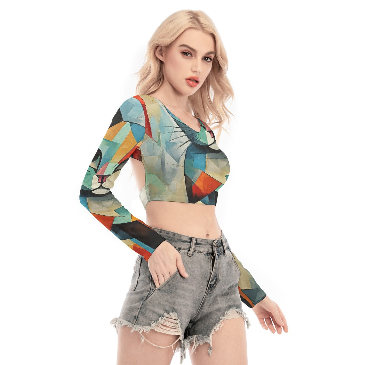 All-Over Print Women's Back Hollow T-shirt With Strap