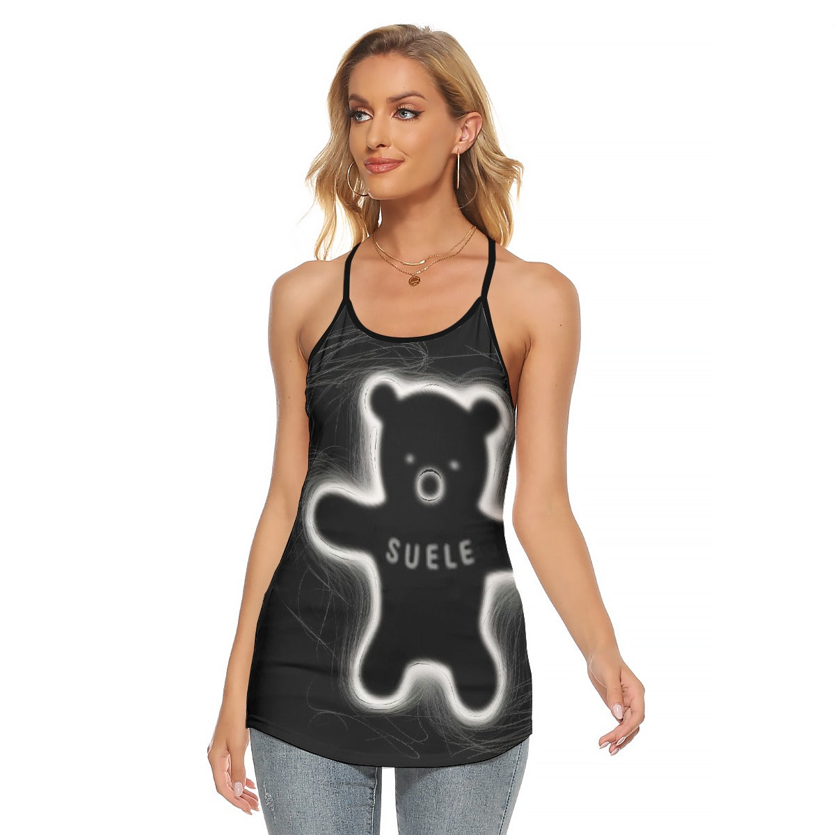 All-Over Print Women's Criss-Cross Open Back Tank Top