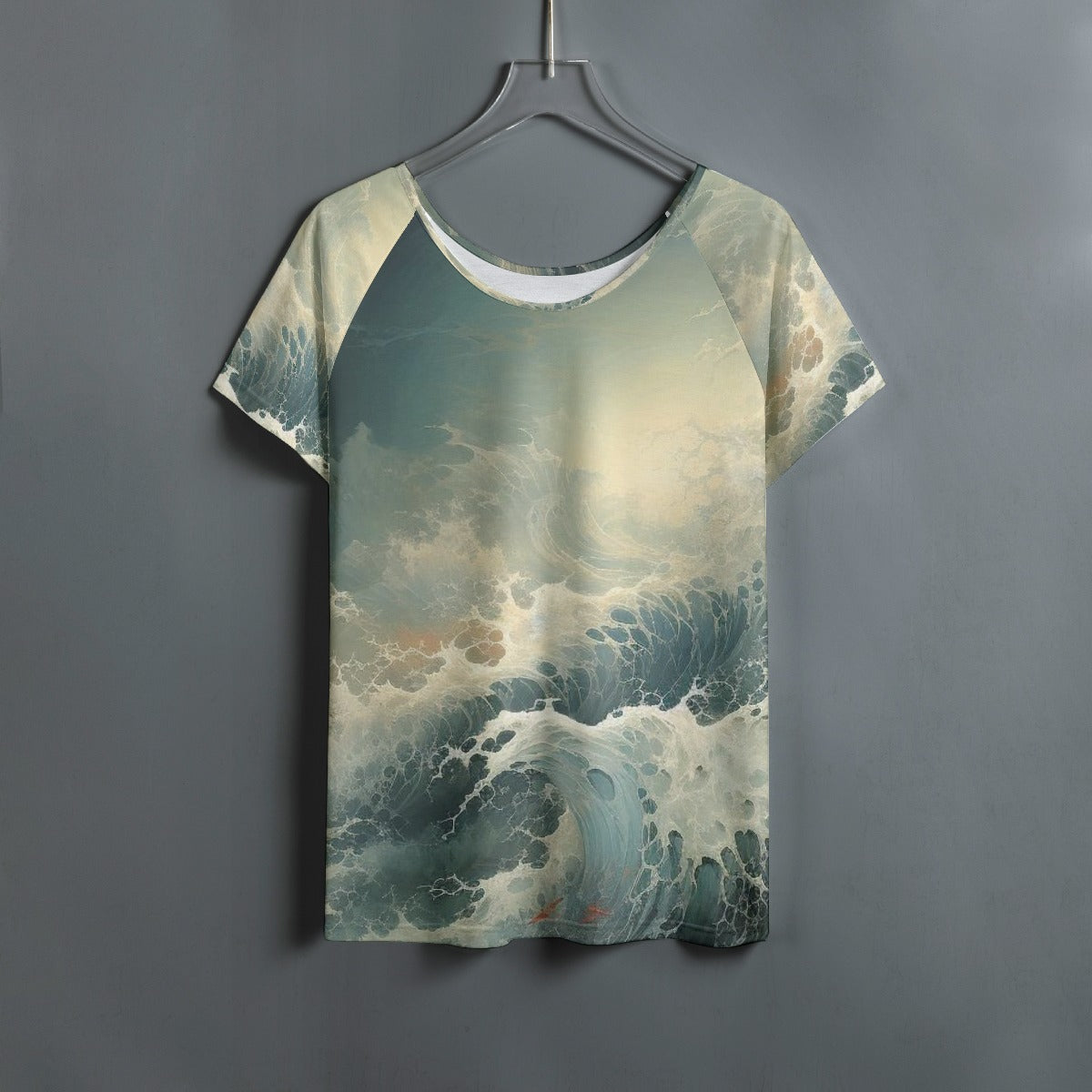 All-Over Print Women's Round Neck T-shirt With Raglan Sleeve