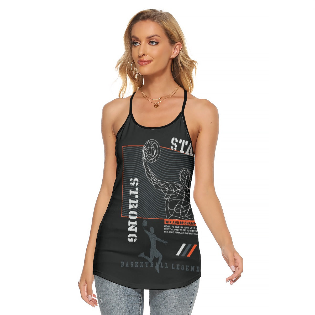 All-Over Print Women's Criss-Cross Open Back Tank Top