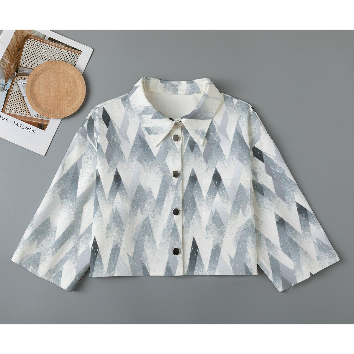 All-Over Print Women's Cropped Jacket | 245GSM Cotton