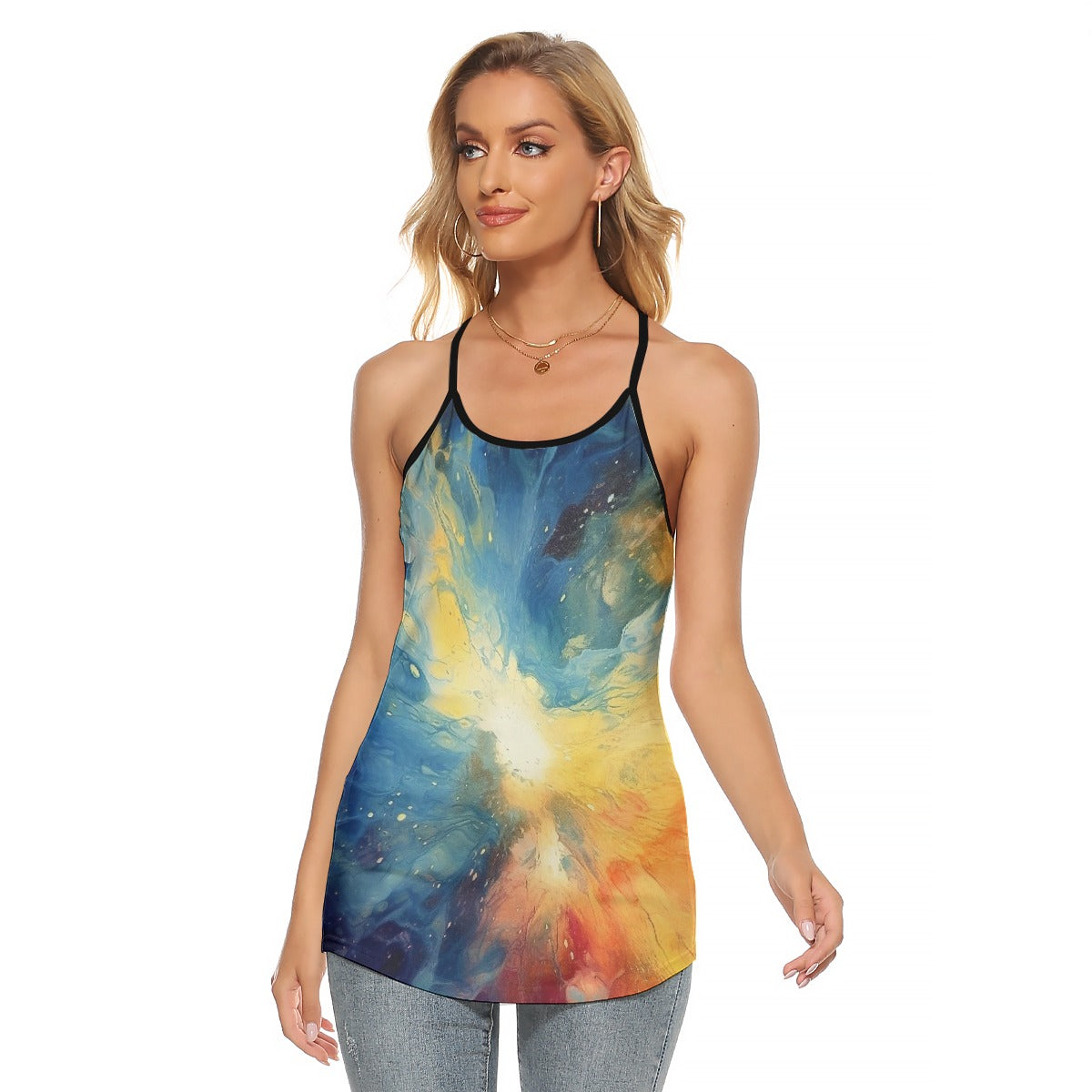 All-Over Print Women's Criss-Cross Open Back Tank Top