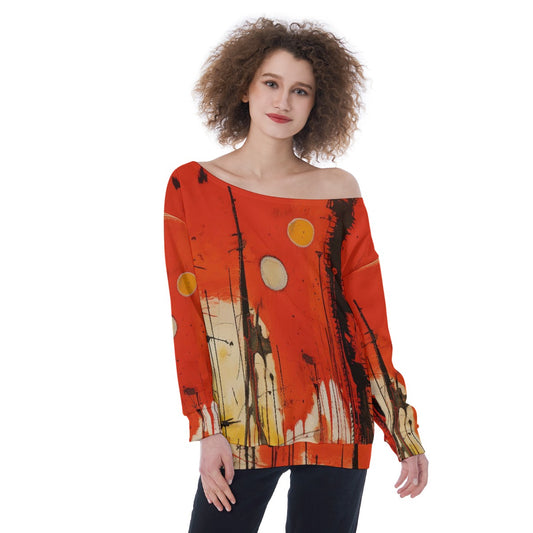 All-Over Print Oversized Women's Off-Shoulder Sweatshirt