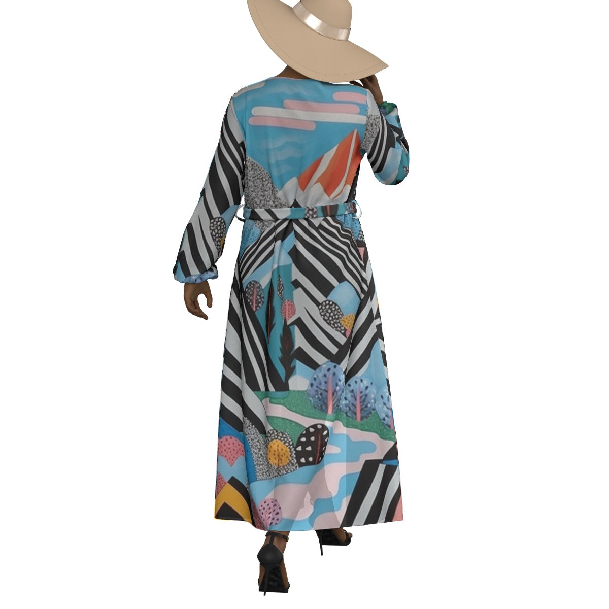 All-Over Print Women's Lace-up Chiffon Robe