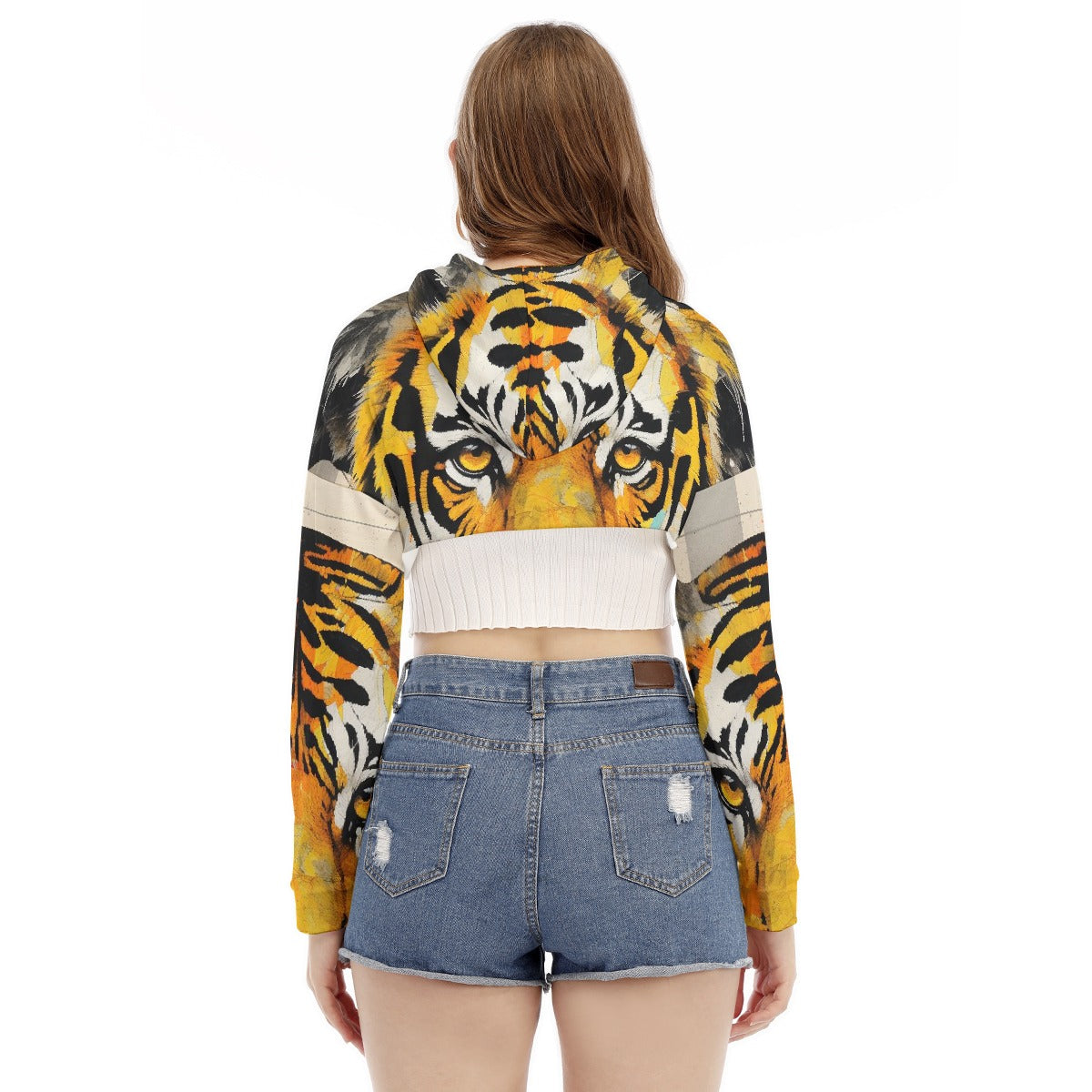 All-Over Print Women's Smock Short Hoodie With Long Sleeve