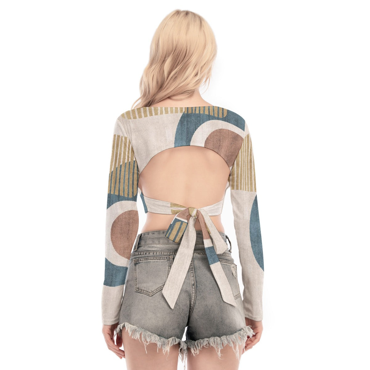 All-Over Print Women's Back Hollow T-shirt With Strap