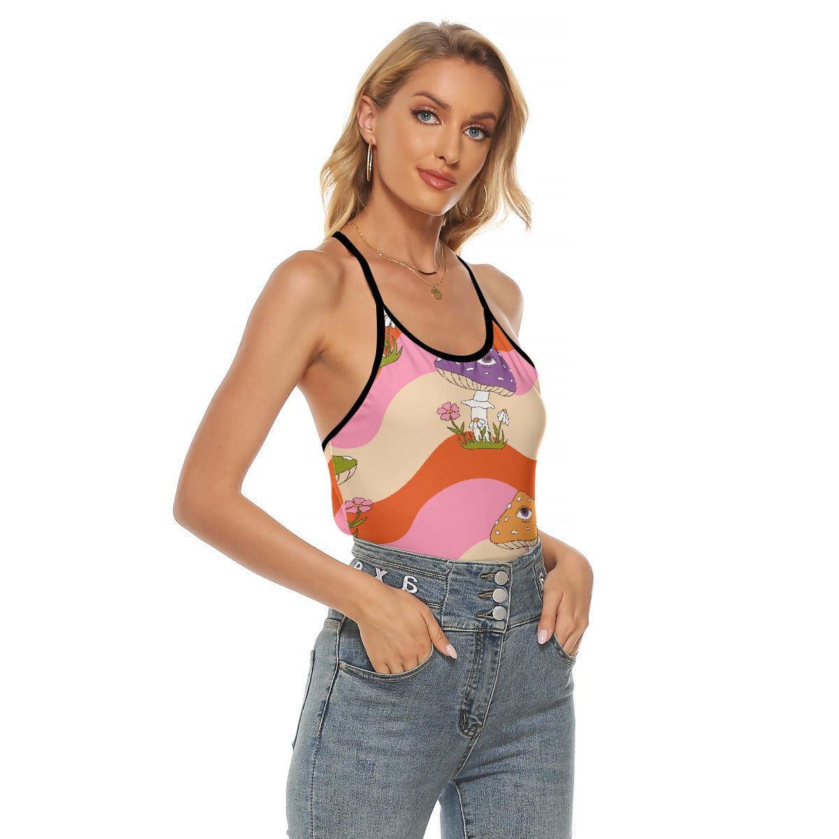 All-Over Print Women's Criss-Cross Open Back Tank Top