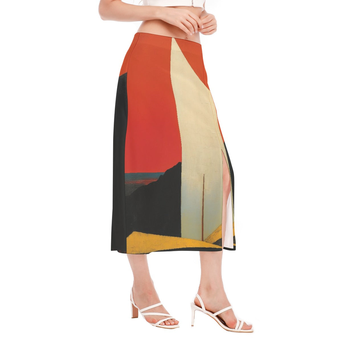 All-Over Print Women's High Slit Long Skirt