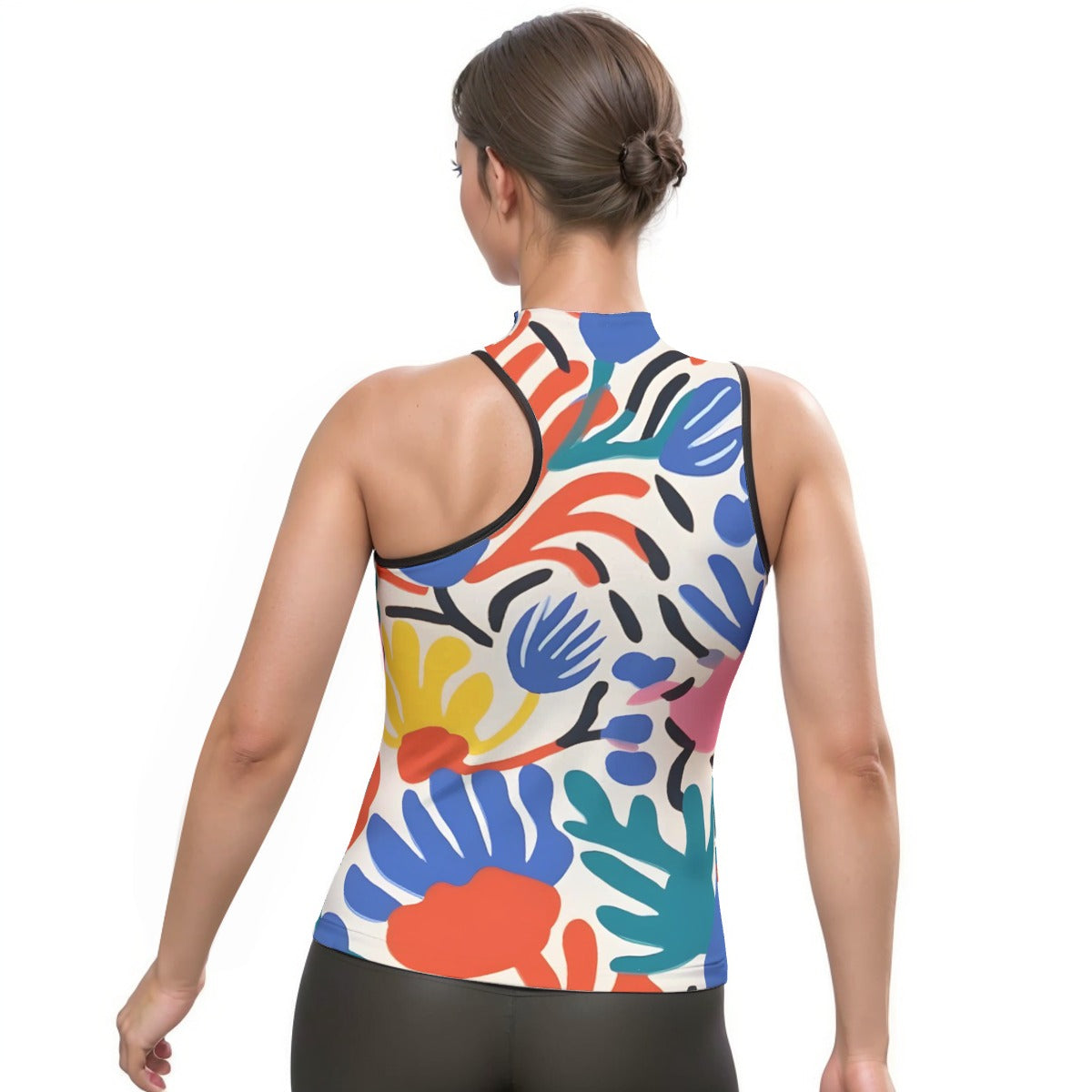 All-Over Print Women's Halter Sleeveless Asymmetrical Tank Top