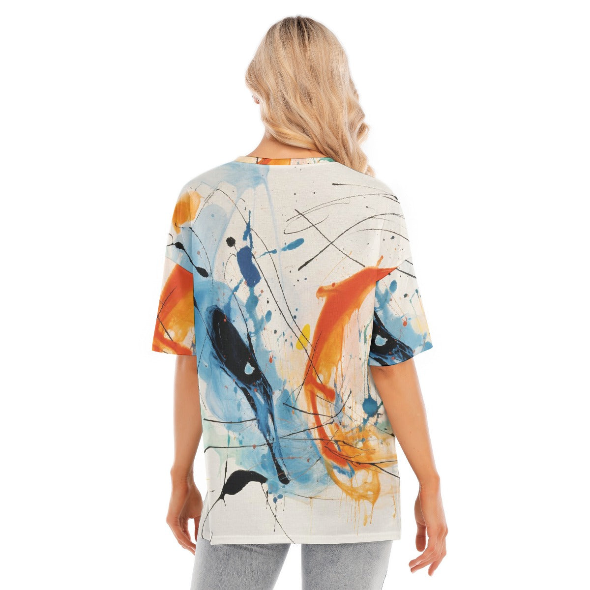 All-Over Print Women's Short Sleeves T-shirt With Hem Split
