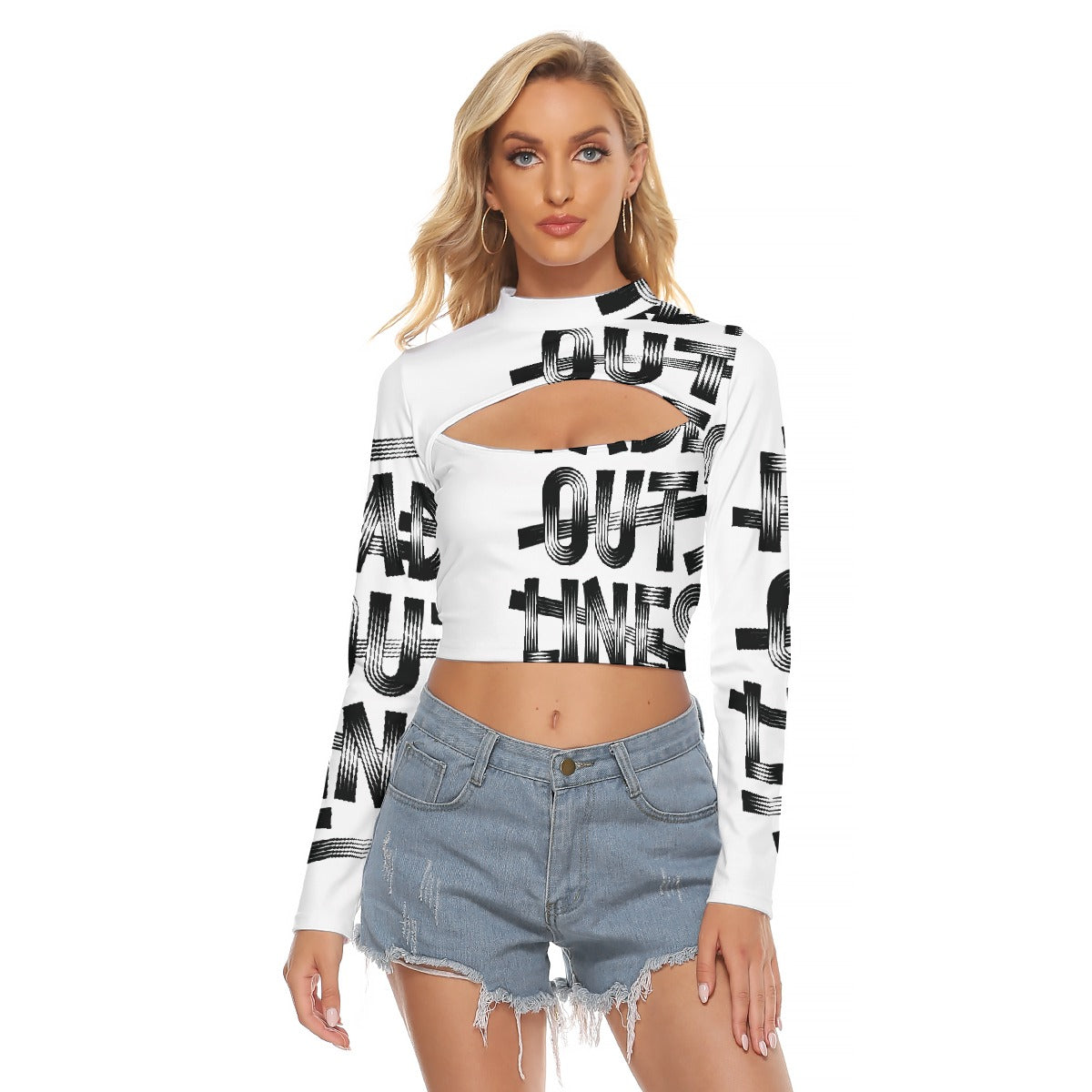 All-Over Print Women's Hollow Chest Keyhole Tight Crop Top
