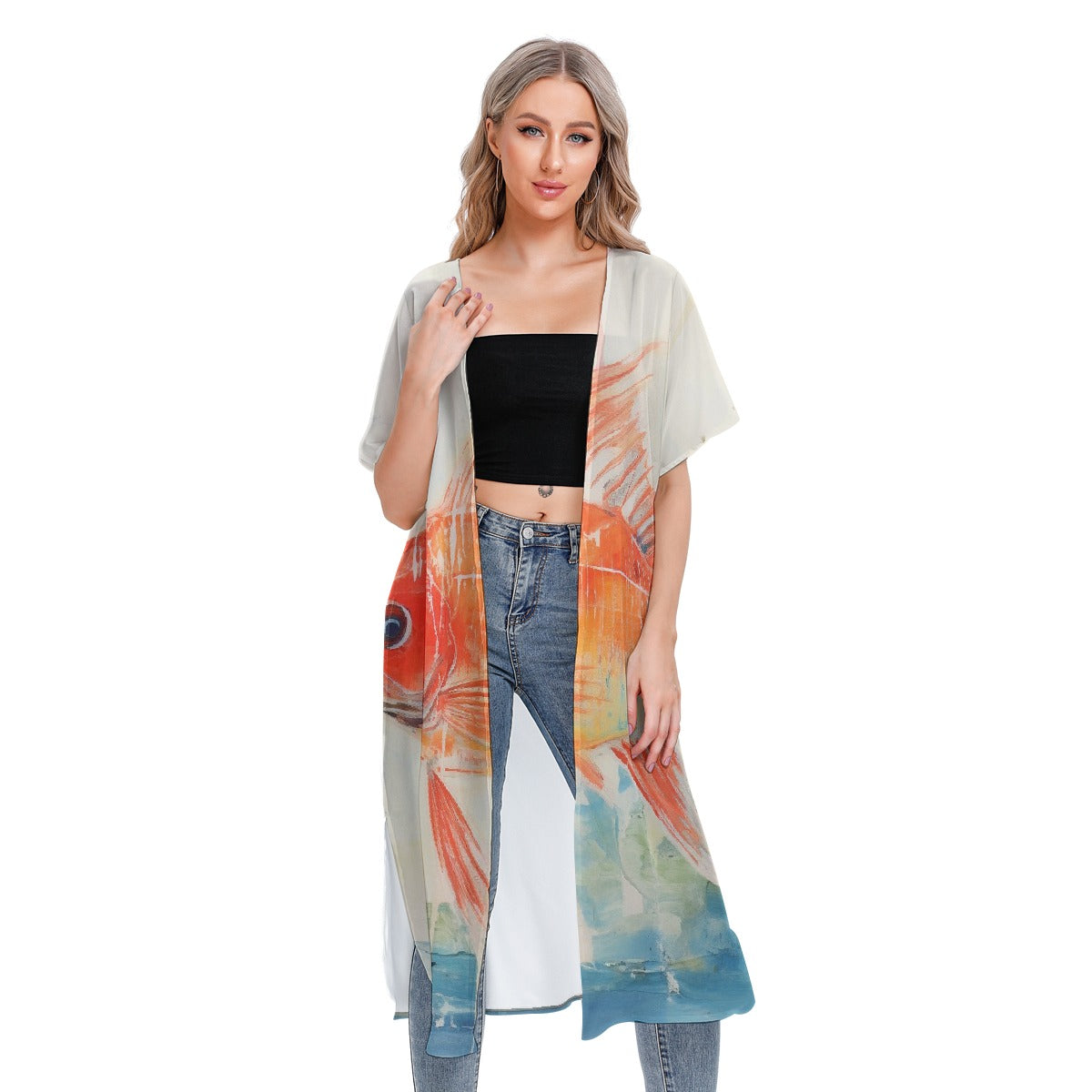 All-Over Print Women's Short Sleeve Cardigan
