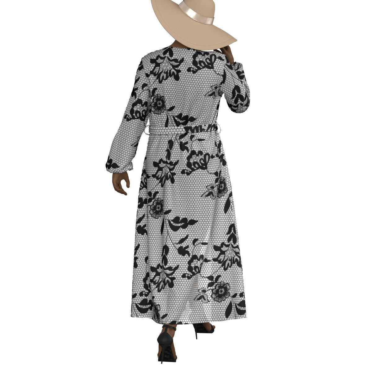 All-Over Print Women's Lace-up Chiffon Robe