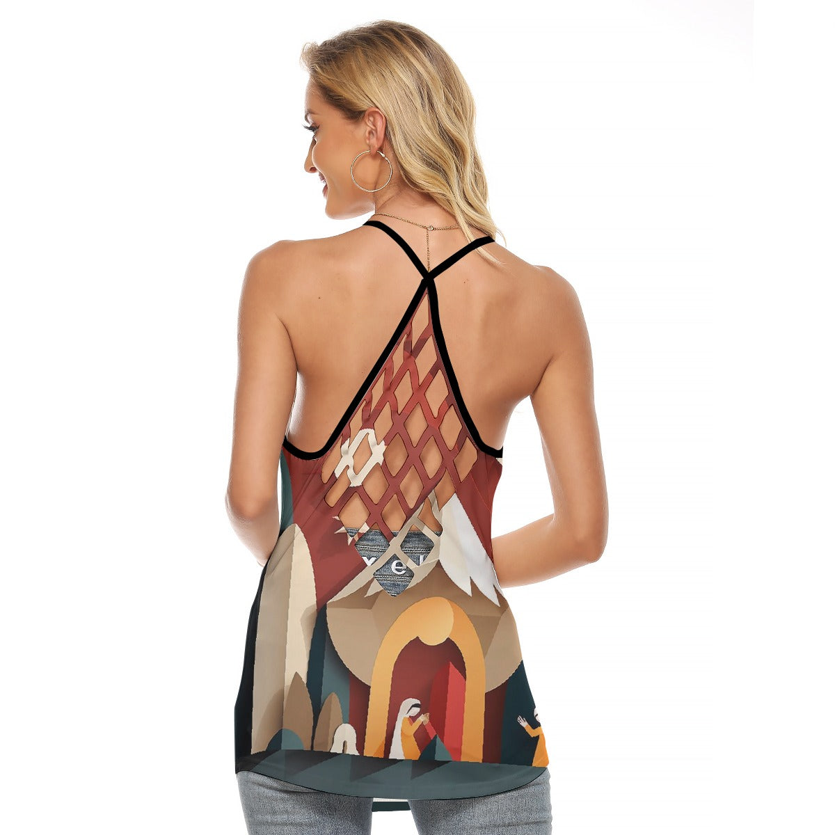 All-Over Print Women's Criss-Cross Open Back Tank Top