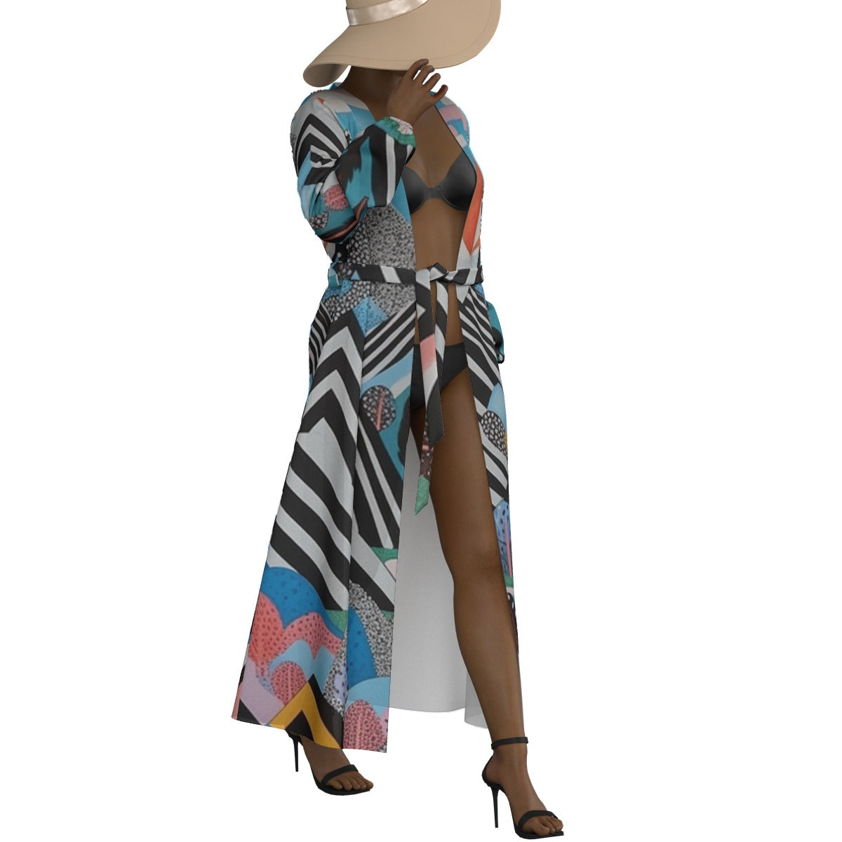 All-Over Print Women's Lace-up Chiffon Robe