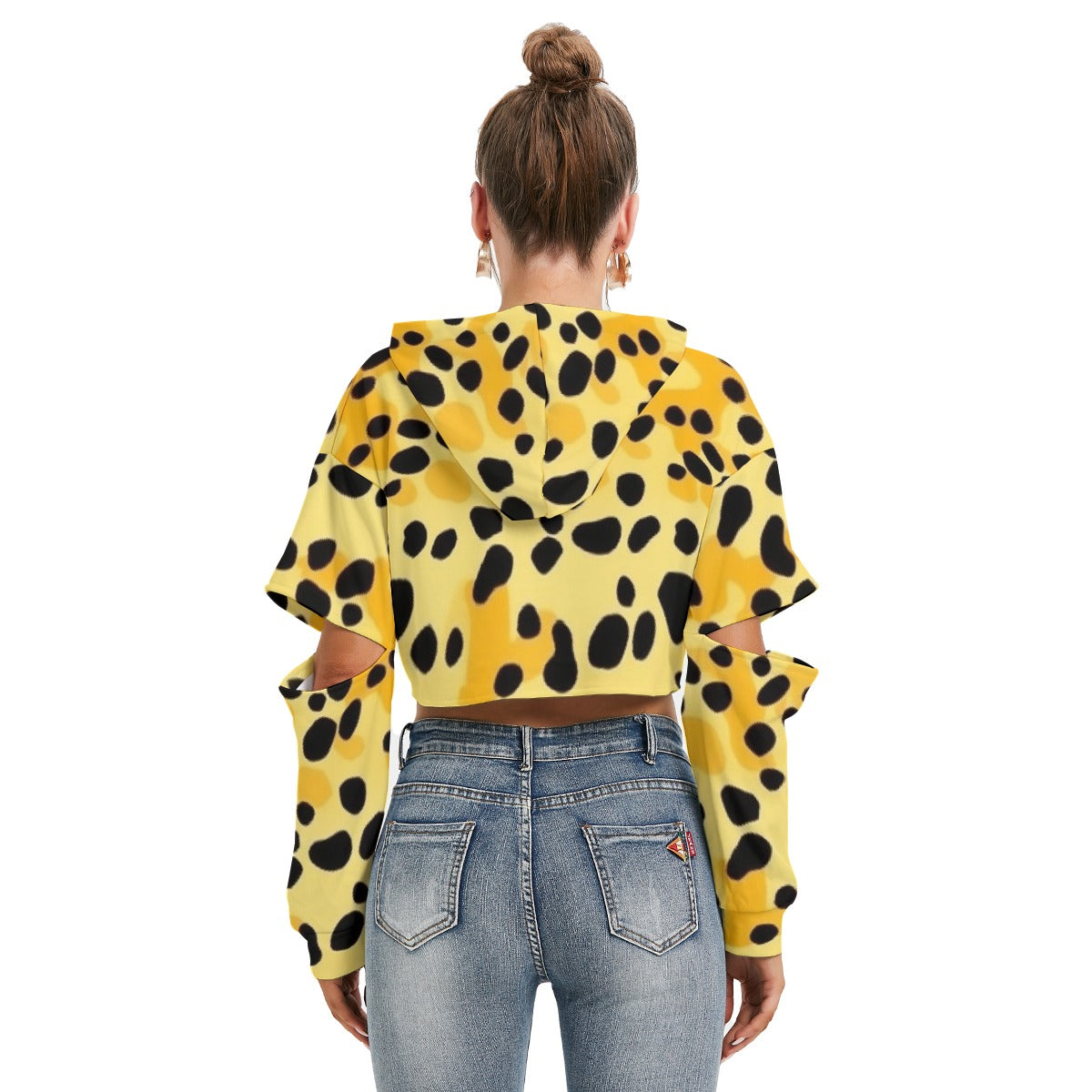 All-Over Print Women's Heavy Fleece Hoodie With Hollow Out Sleeve