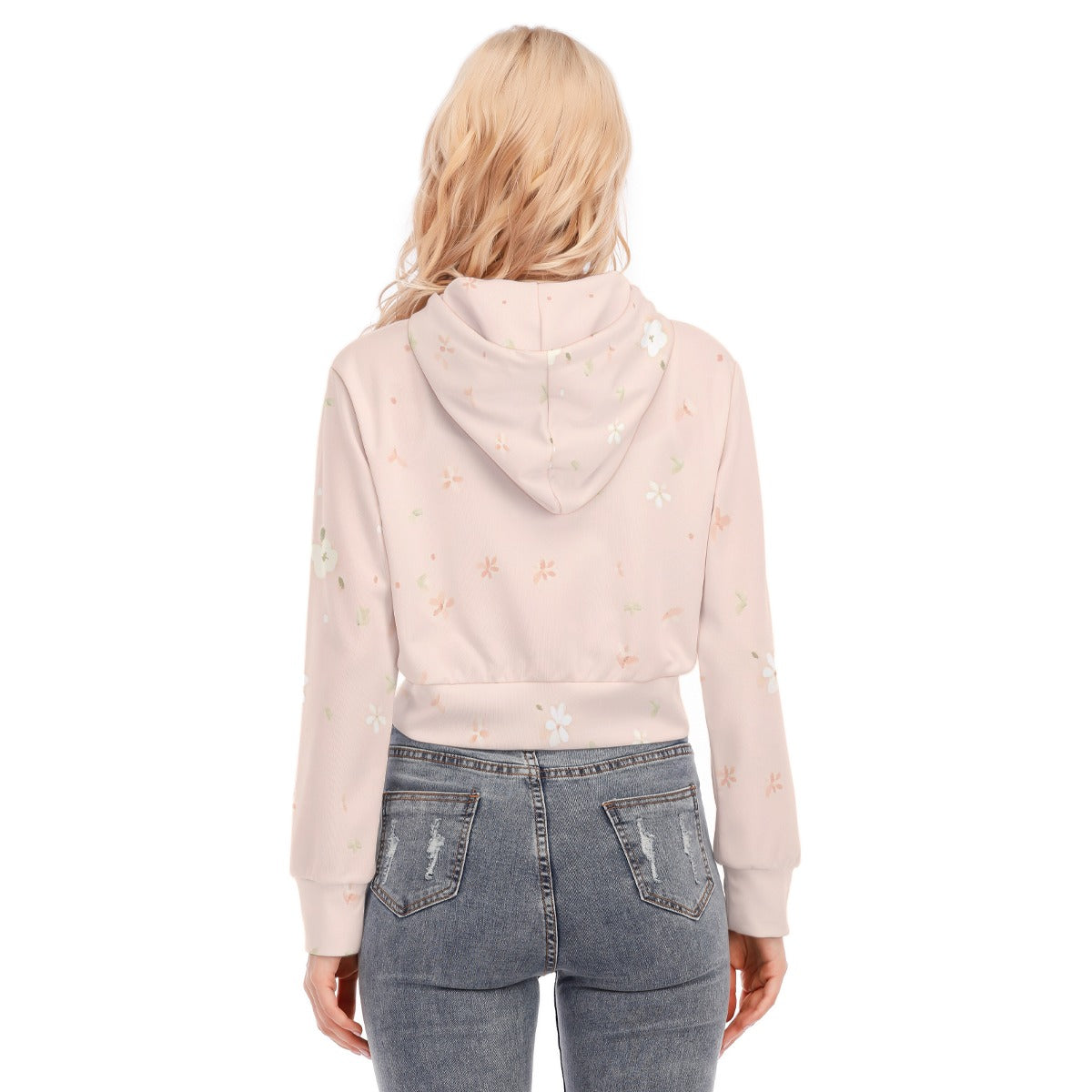 All-Over Print Women's Crop Top Hoodie With Zipper Closure