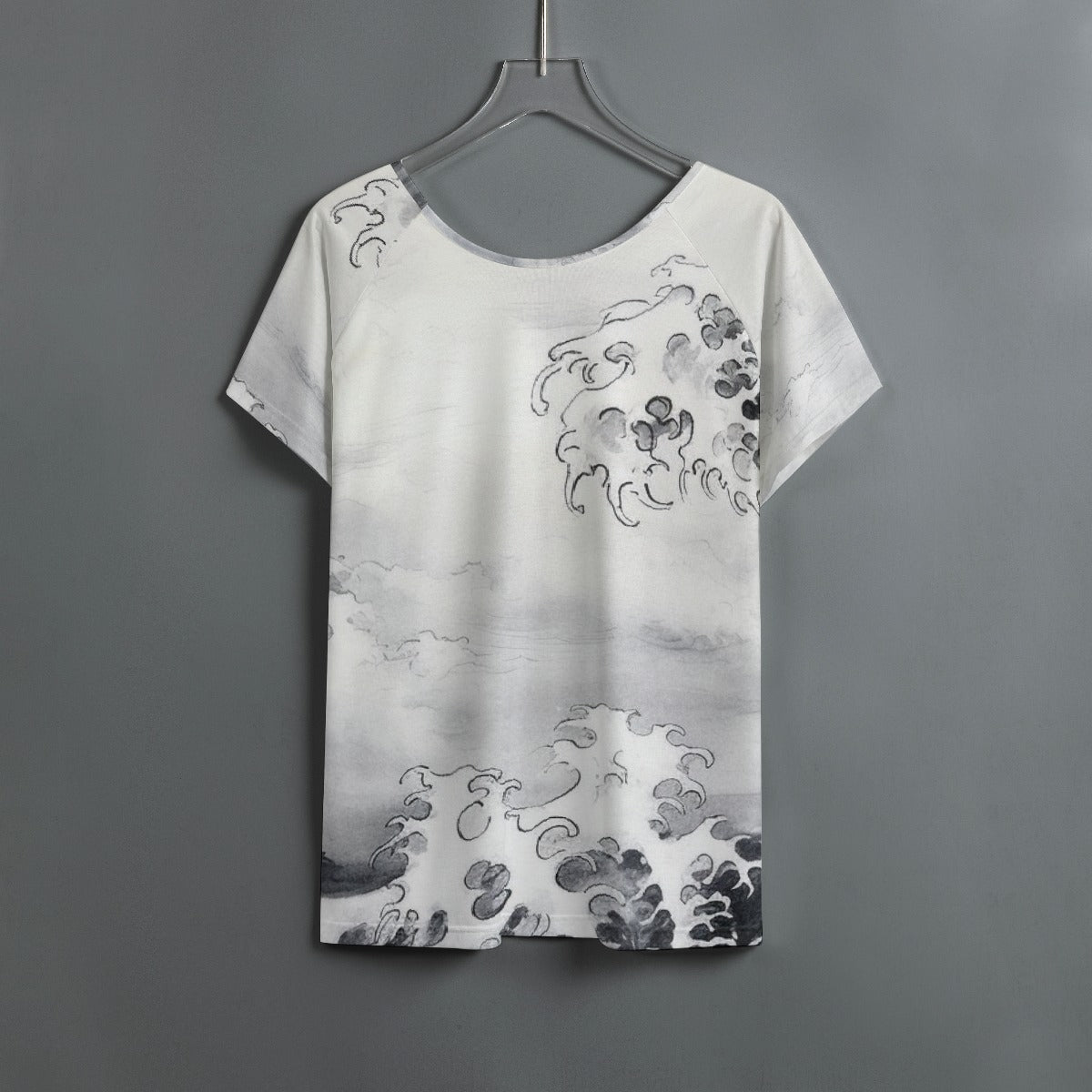 All-Over Print Women's Round Neck T-shirt With Raglan Sleeve