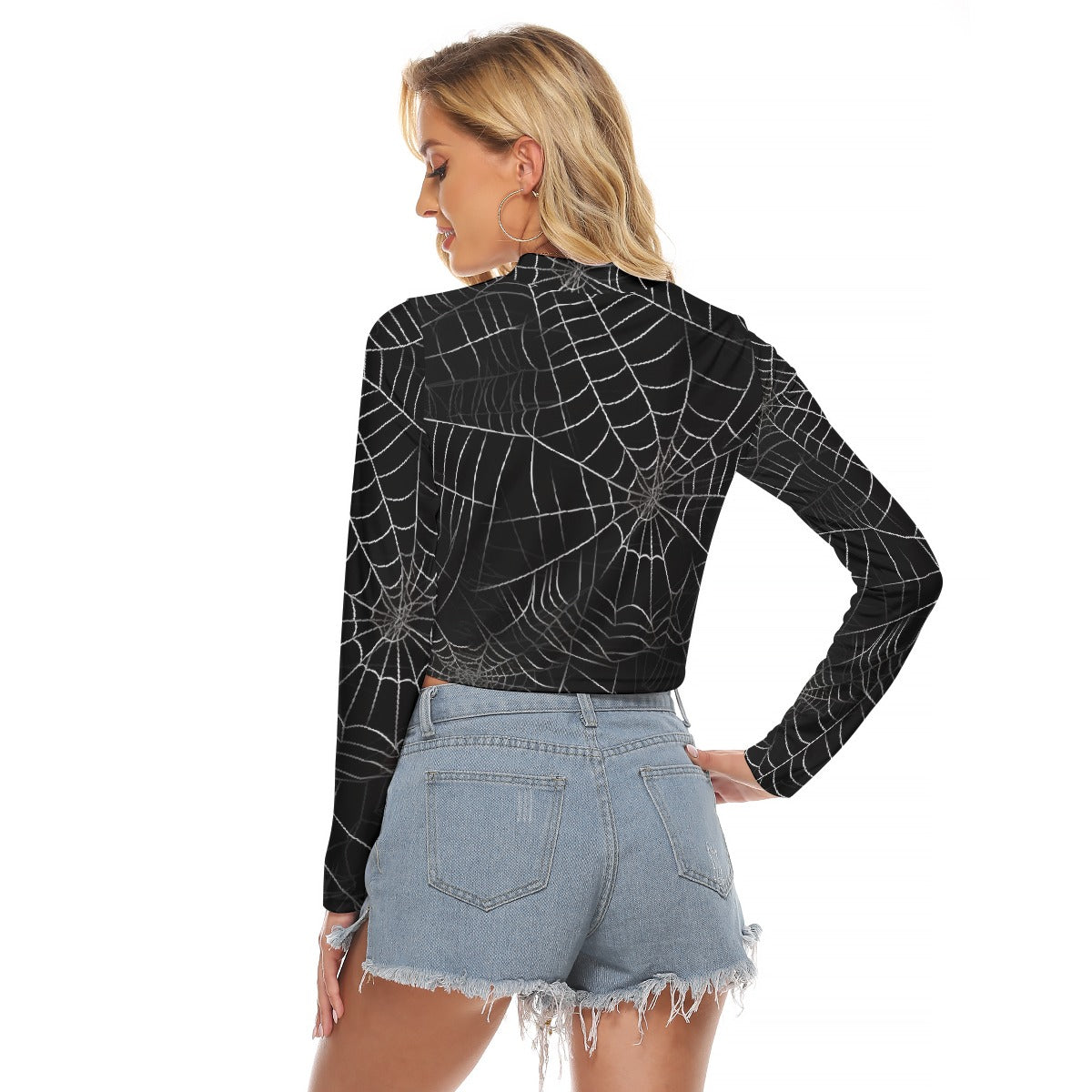 All-Over Print Women's Hollow Chest Keyhole Tight Crop Top