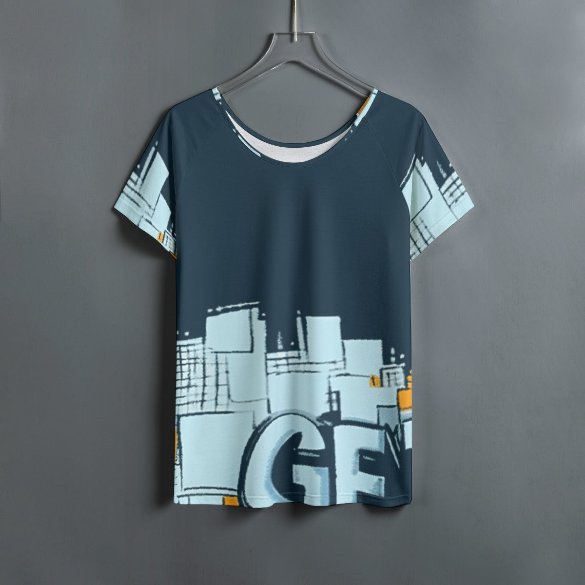 All-Over Print Women's Round Neck T-shirt With Raglan Sleeve