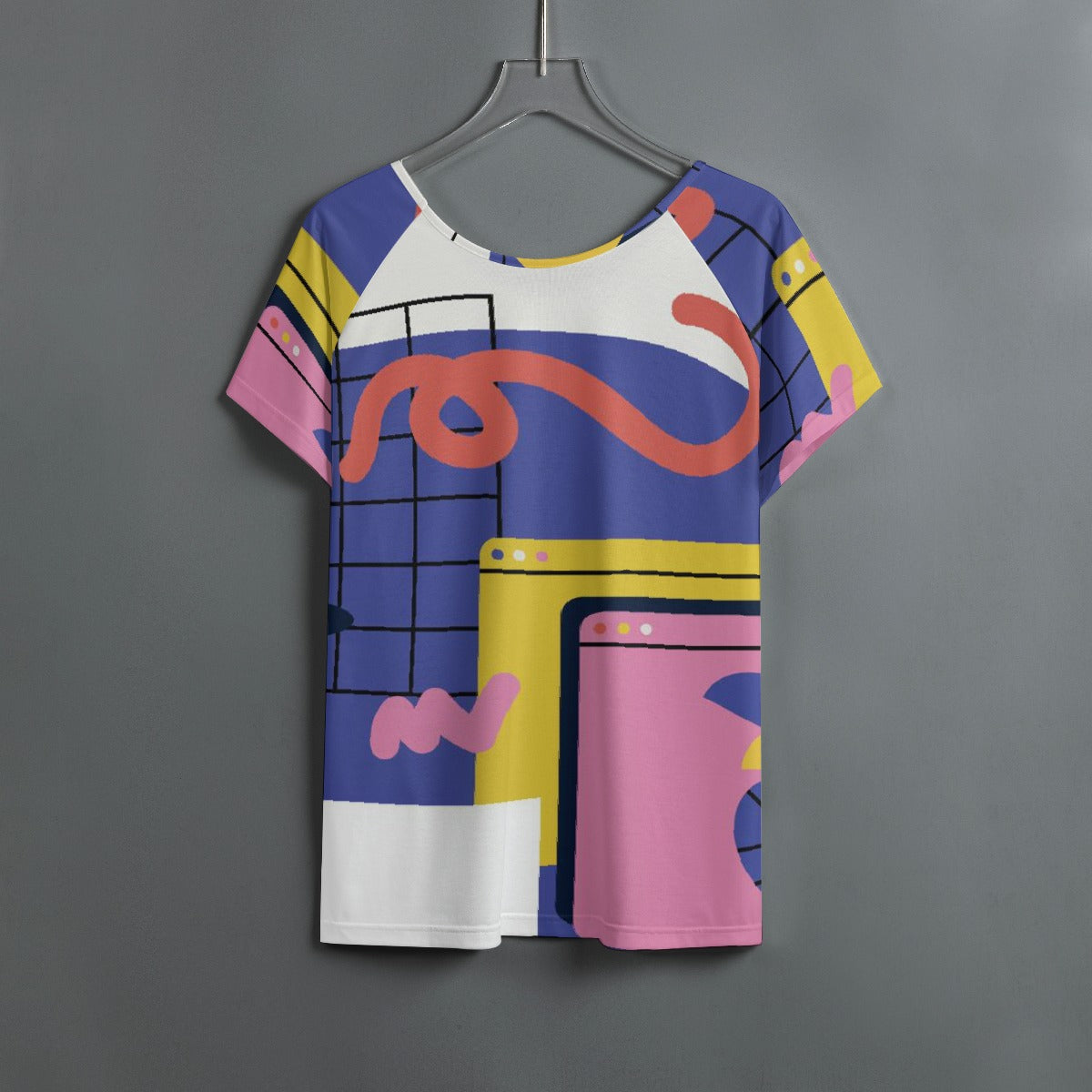 All-Over Print Women's Round Neck T-shirt With Raglan Sleeve