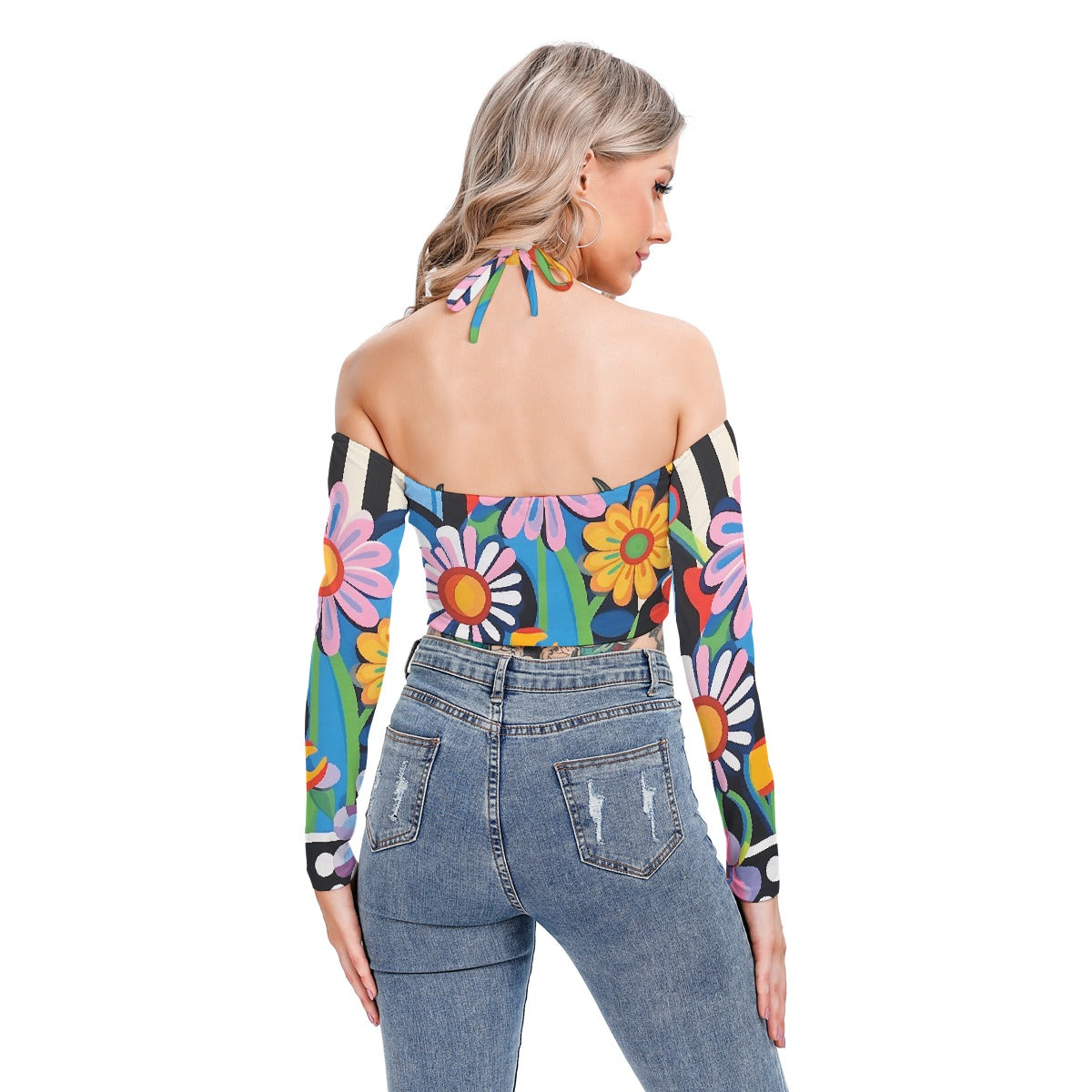 All-Over Print Women's Halter Lace-up Top