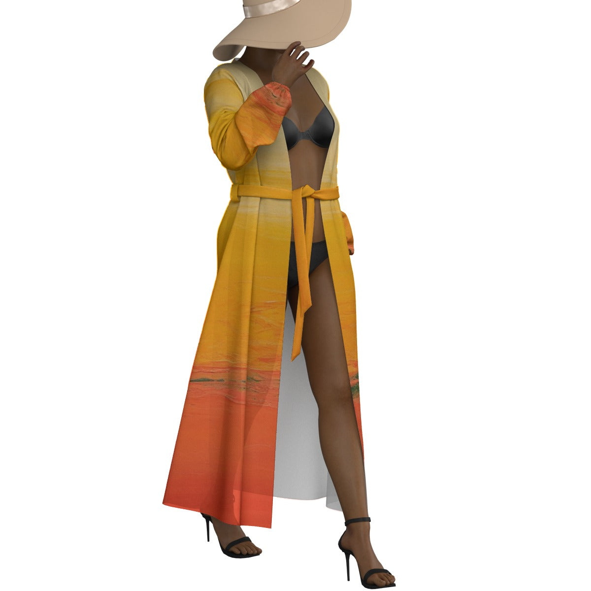 All-Over Print Women's Lace-up Chiffon Robe